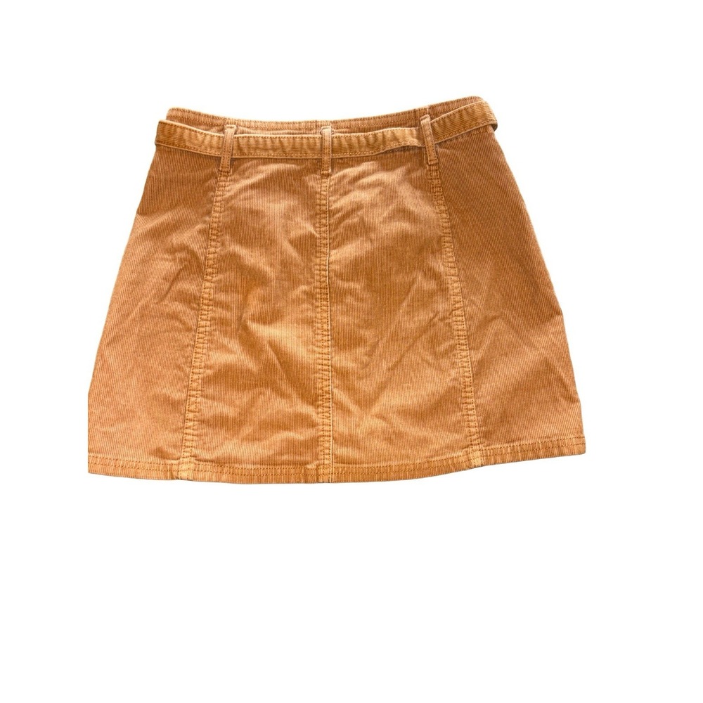 American Eagle Camel Tan Corduroy High Rise A Line Skirt Button‎ Fly Tie Size 0 - Picture 8 of 8